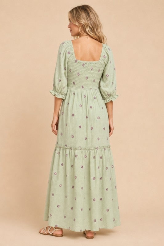 Flower Embroidered Maxi Dress