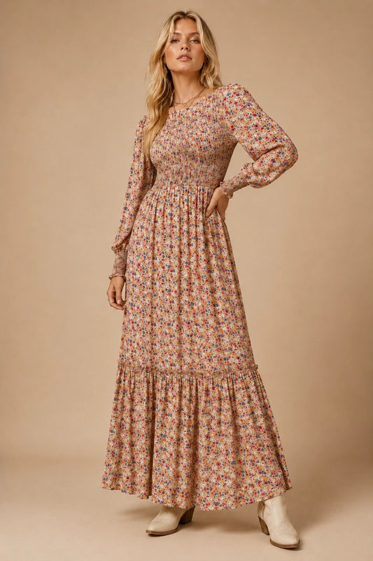 Wildflower Harvest Smocked Midi Dress