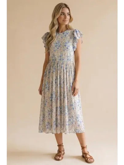 Round Neck with Back Neck Button Mesh Dress