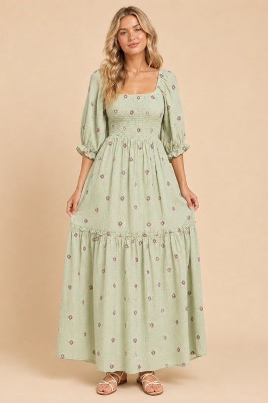 Flower Embroidered Maxi Dress