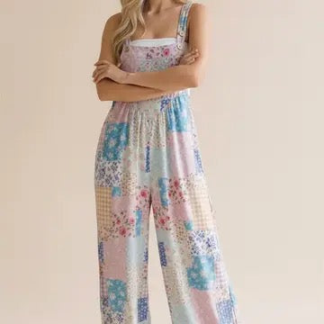 Women's Patchwork Wide Leg Overalls