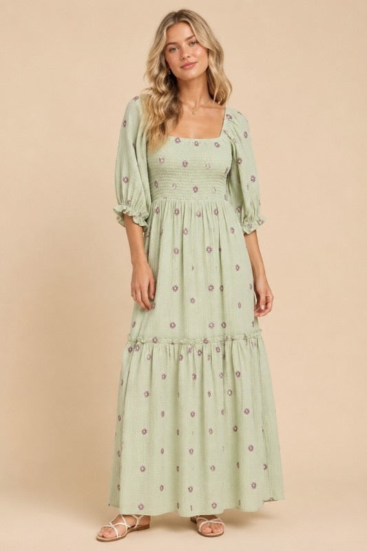 Flower Embroidered Maxi Dress