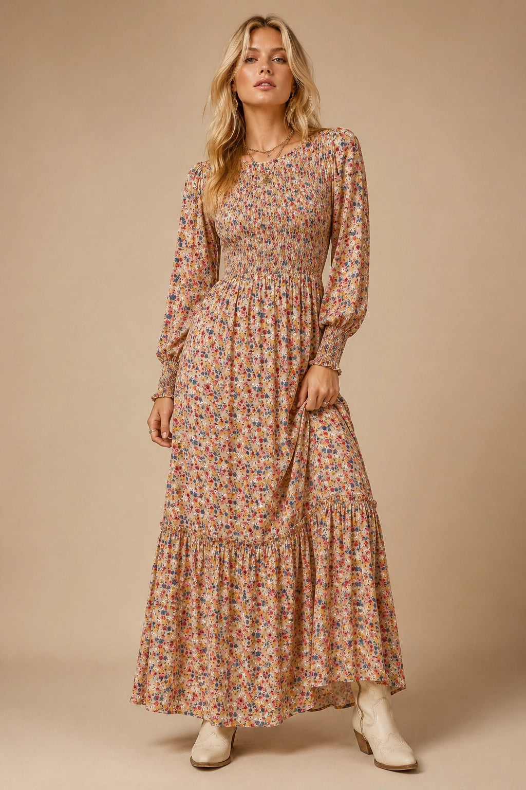 Wildflower Harvest Smocked Midi Dress