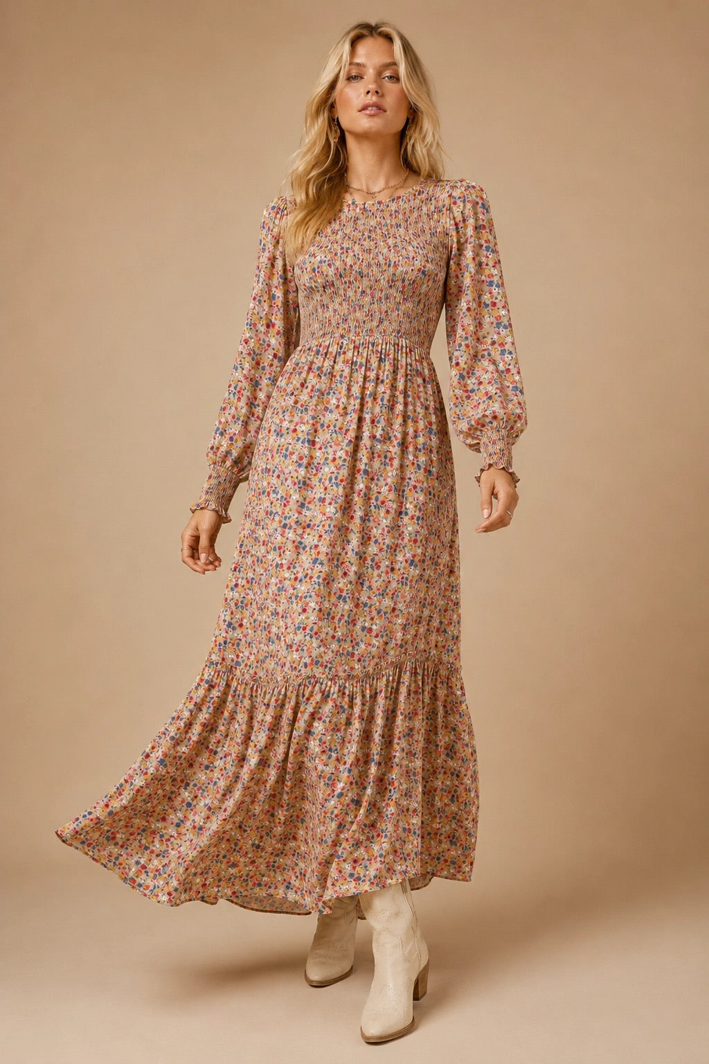 Wildflower Harvest Smocked Midi Dress