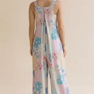 Women's Patchwork Wide Leg Overalls
